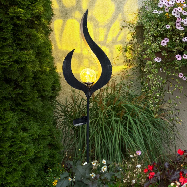 2x LED Solarleuchte, Flammen Design, bronze, klar, H 90 cm – Bild 6