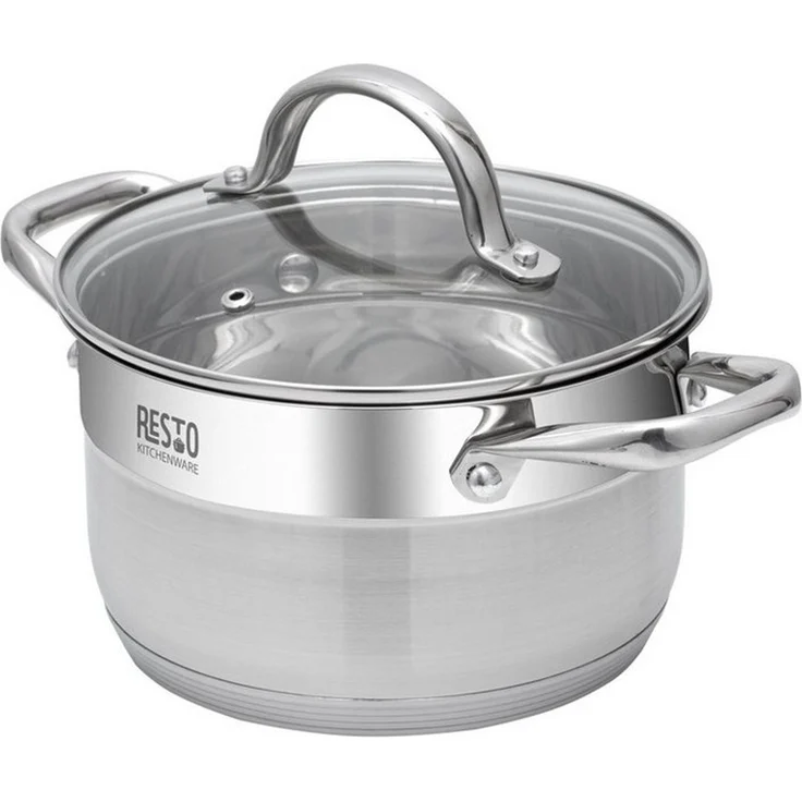 RESTO Kitchenware Kochtopf Rigel, Topf energiesparend und spülmaschinenfest, Edelstahl 18/10 (2-tlg), mit hitzebeständigem Glasdeckel, im Geschenkkarton