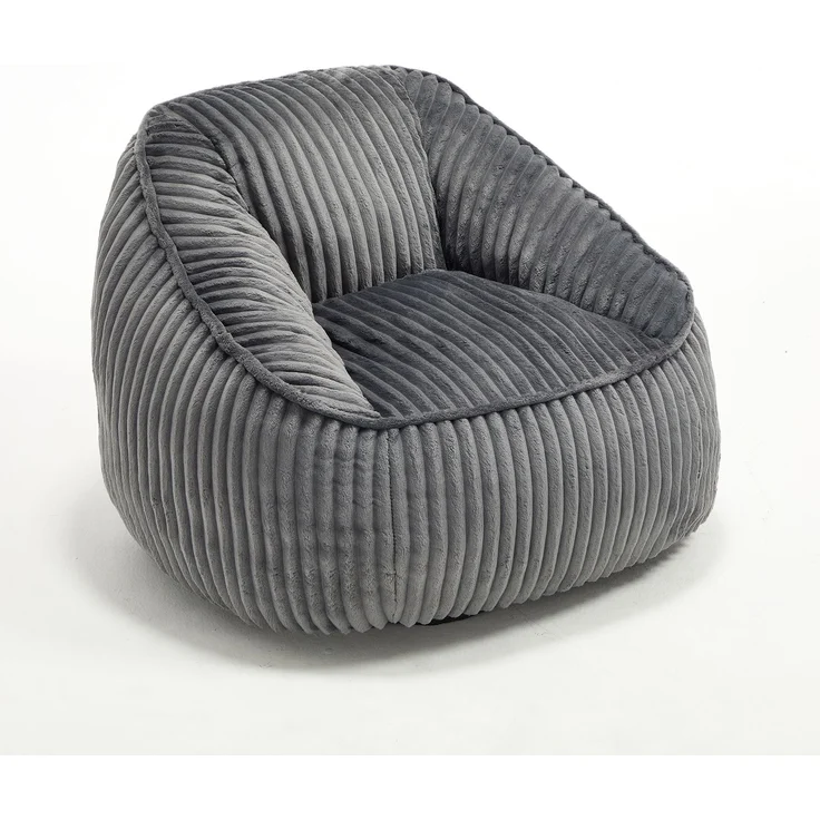 Sitzsack-Sessel aus dunkelgrauem Cord mit weicher Schaumstofffüllung, 1 Stück,H 73 x T 98 x B 92 cm – Bild 5