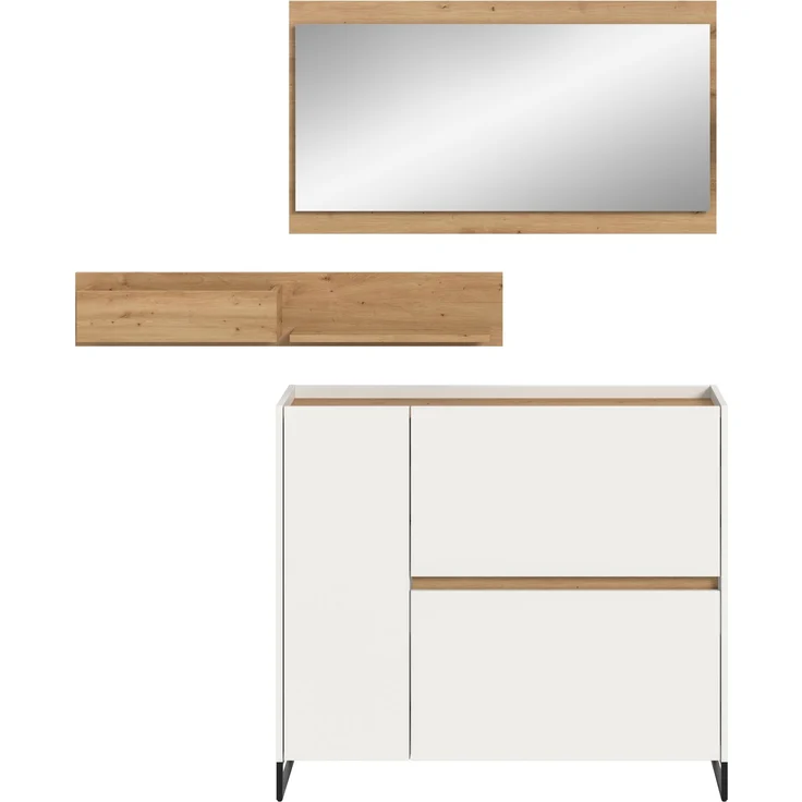 Garderobenkombination B/H/T: 192x140x32 cm in weiß Nachbildung und Artisan Oak Nachbildung – Bild 2