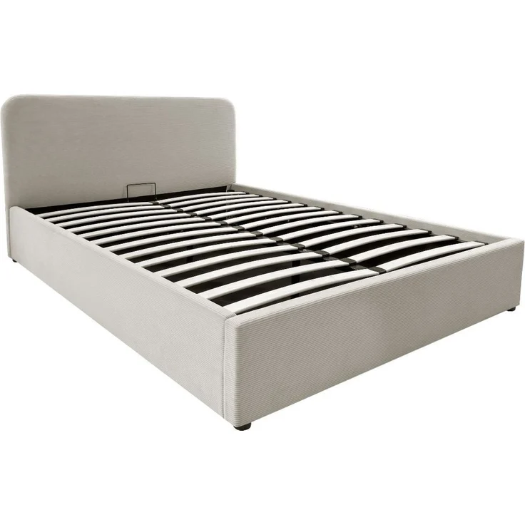Casâme Bettkasten 140x190 cm mit Kopfteil bezogen mit beigem - LIVY - Beige – Bild 7