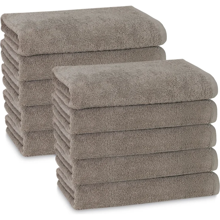 ZOLLNER 10er Set Handtücher, 100% Baumwolle, 50x100 cm, taupe – Bild 1