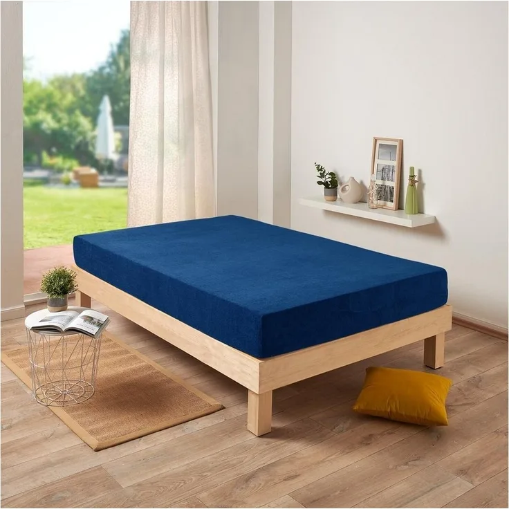 Traumschlaf Spannbettlaken, Frottee Stretch, blau, 90x200 - 100x200 cm