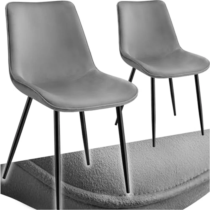 tectake Esszimmerstuhl Set Stuhl (2er Set, 2 St), gepolstert, in Samtoptik – Bild 2