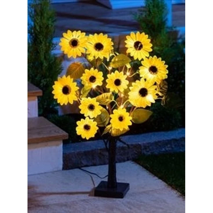 Spetebo LED Dekolicht LED Solar Baum mit Sonnenblumen - 60 cm, An / Aus, LED, warmweiß, Solar betrieben – Bild 4