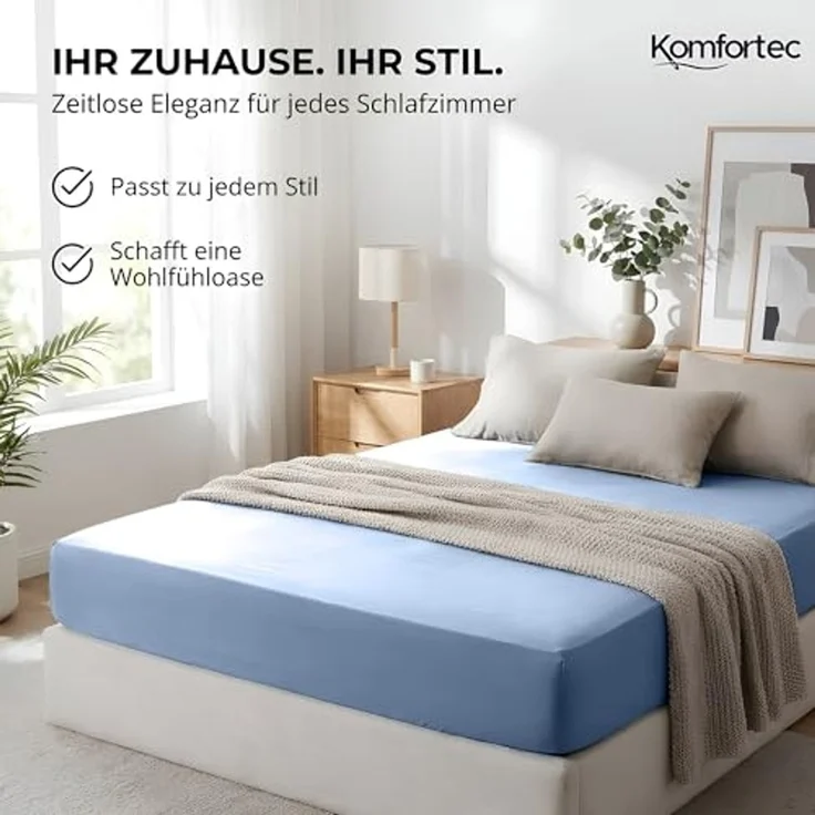 Komfortec 2er Pack Jersey Spannbettlaken 180x200 cm, 100% Baumwolle, Doppelpack Spannbettuch – Bild 6