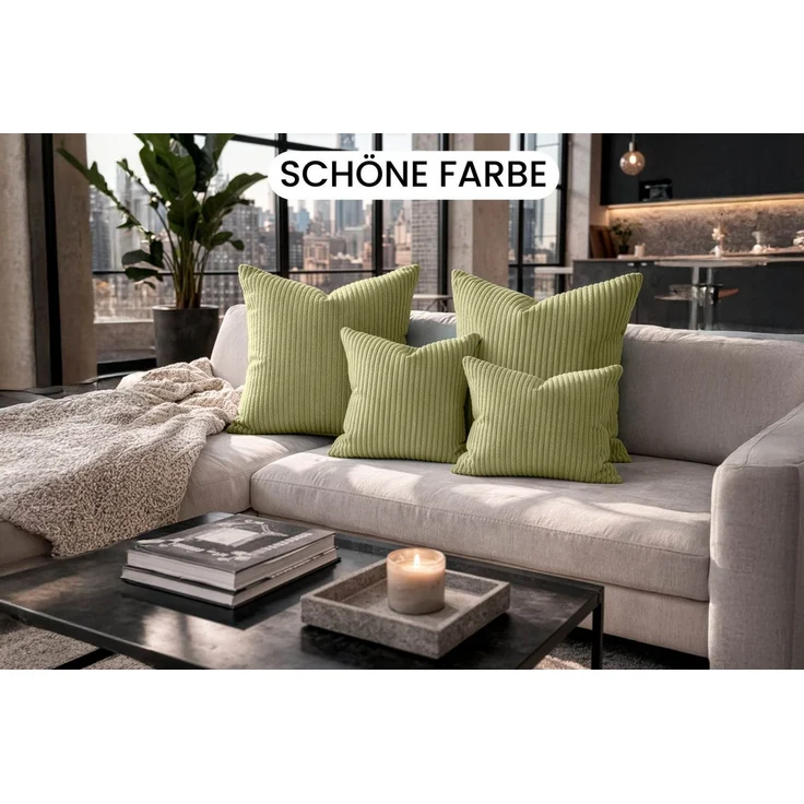 Amilian Dekokissen Sofakissen 4er Set mit Füllung - 2x 45x45 + 2x 35x45 cm, Hotelverschluss, waschbar, formstabil – Bild 4