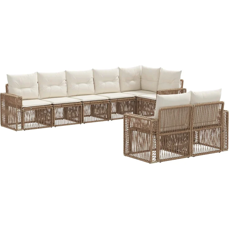 vidaXL Gartensofa-set 8 stk. 8-Sitzer Beige und Cremeweiß Poly-Rattan 3435186 – Bild 2