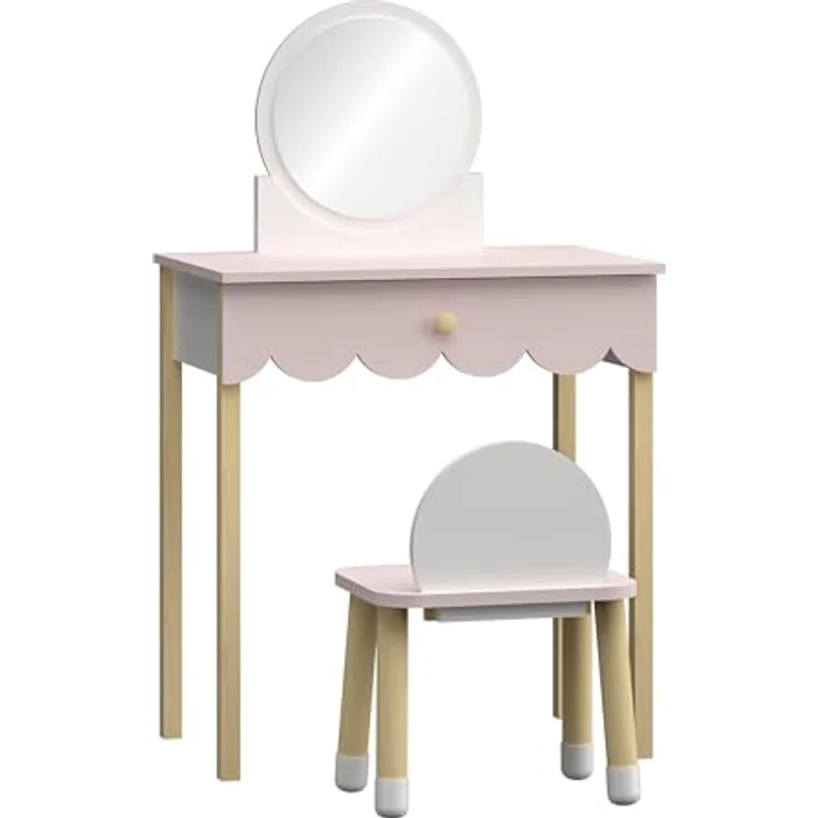Kinderschminktisch mit Stuhl Vestnes Cotton Candy/Weiß [en. casa] – Bild 4
