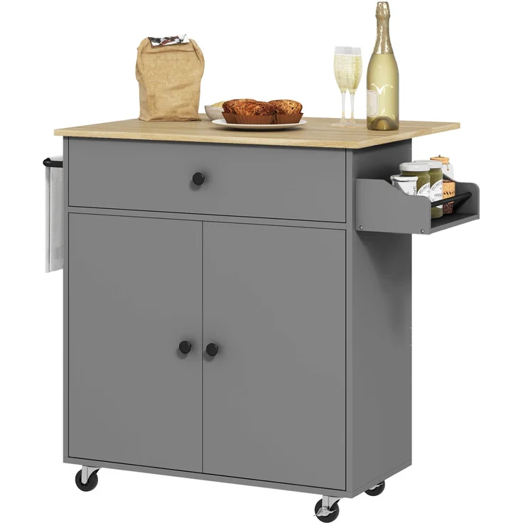 HOMCOM Kücheninsel, Spanplatte, MDF, Grau, 106L x 42B x 87H cm – Bild 1