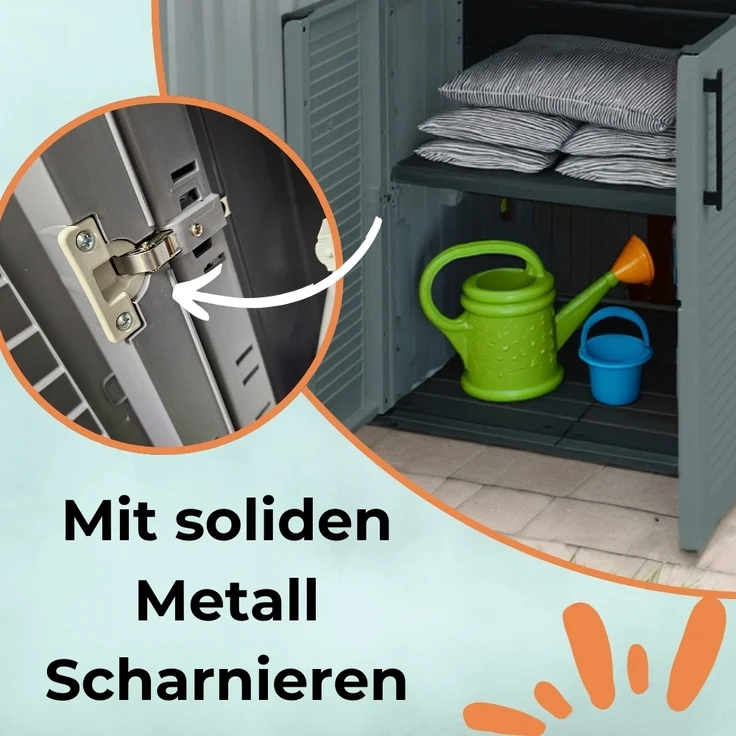 GarPet Garten-Geräteschrank Gartenschrank 3-türig Kunststoff Balkon Haushalts Schrank Wetterfest – Bild 5