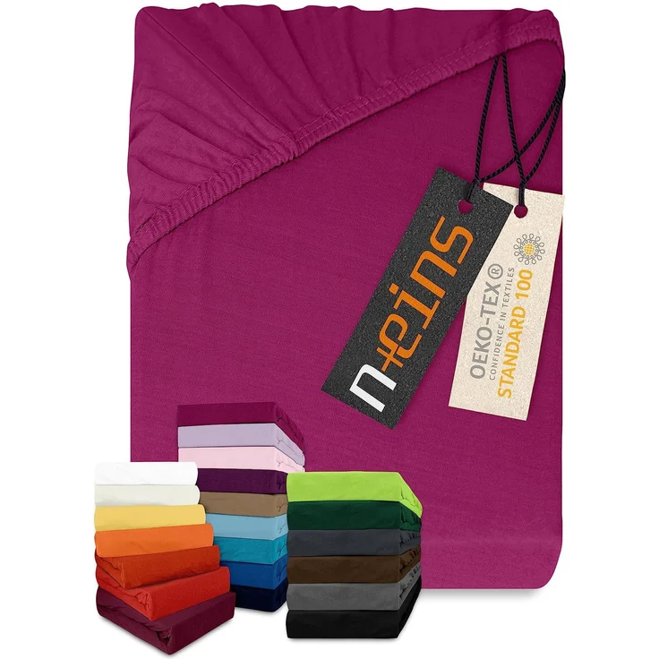 npluseins klassisches Jersey Spannbetttuch - vielen Farben + Größen - 100% Baumwolle 159.192, 70x140 cm, pink