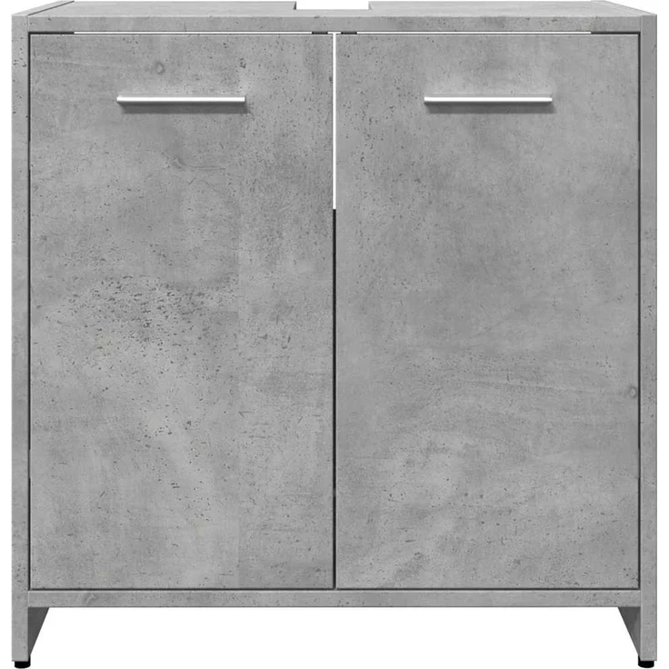 Waschbeckenunterschrank, Badschrank, Unterschrank Betongrau 60 x 33 x 60 cm Holzwerkstoff j74p – Bild 5