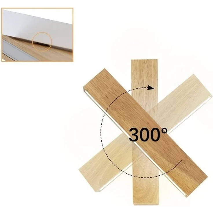 Nettlife LED Wandleuchte Holz 3000K warm weiße Wandbeleuchtung, Drehbar 330 °, LED fest integriert, Warmweiß, Wohnzimmer Schlafzimmer Flur Treppenhaus – Bild 4