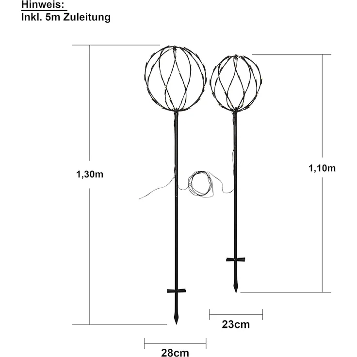 LED-Dekoration "Sphere", 2er Set, 96 ww LED – Bild 6