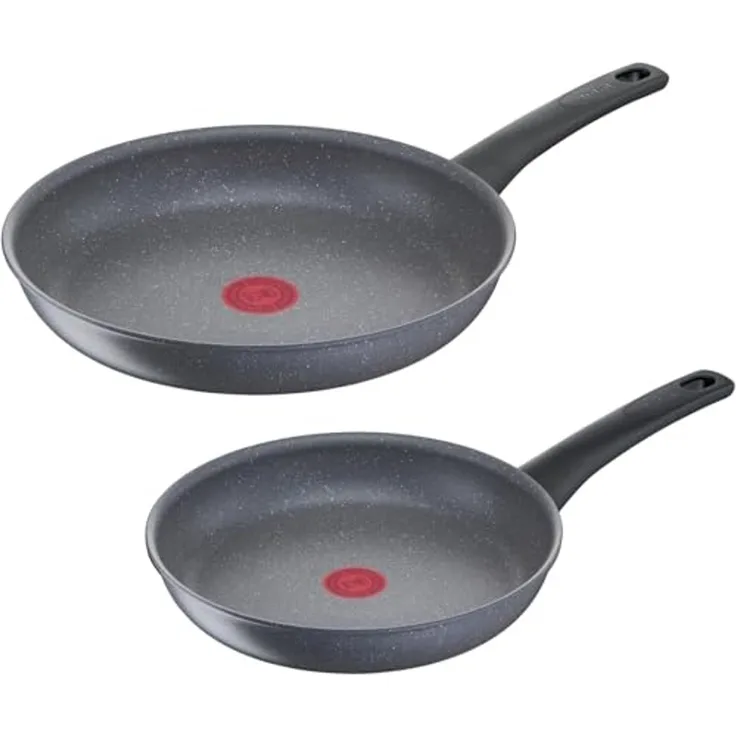 Tefal G15090 Healthy Chef 2-teiliges Pfannen-Set | 24 + 28 cm | Mineralia+ Antihaftversiegelung | Thermo-Signal Temperaturindikator | Made in France | induktionsgeeignet | spülmaschinenfest | Grau