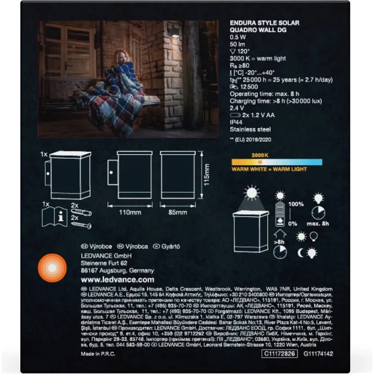 LEDVANCE Endura Style Solar-Wandleuchte Quadro Dunkelgrau – Bild 8