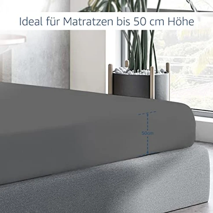 HSC Home-Style-Creation GmbH Spannbettlaken Multifunktions-Spannbettlaken für Boxspring- und Wasserbetten, 100% Baumwolle, Gummizug: rundum, (1 Stück), Mit Rundumgummi für Matratzen bis 50 cm Höhe – Bild 6