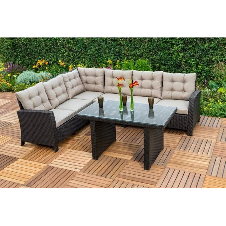 Merxx 'Salerno' Loungeset, für 6 Personen, Stahl/Polyrattan Braun – Bild 2