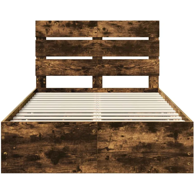vidaXL Bettrahmen Räuchereiche 120 x 200 cm Ingenieurs Holz 3411846 – Bild 8