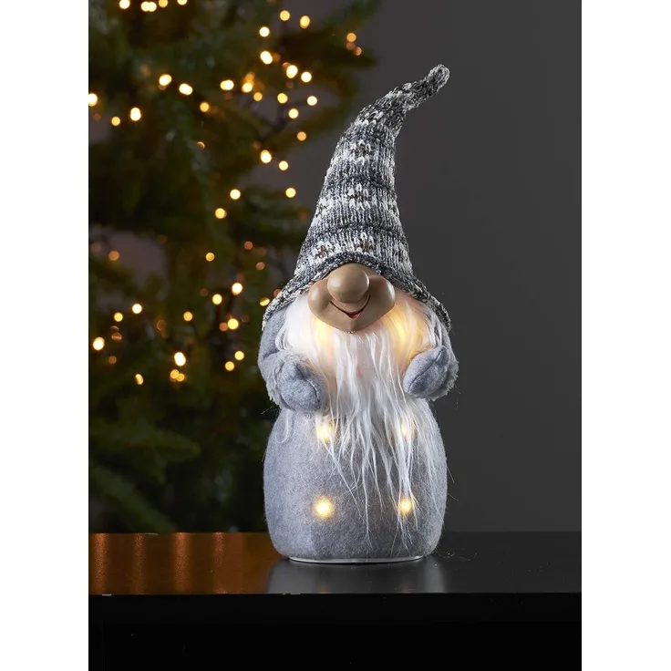 LED-Stoff-Figur "Joylight", Santa, grau/rot, 40 cm