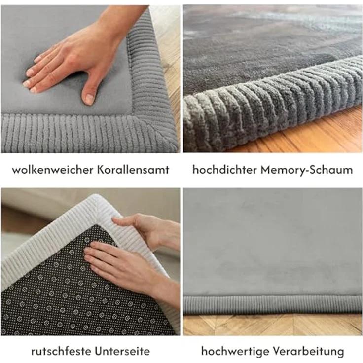 Hakuna Matte Wolkenweiche Spielmatte Baby 200 x 150 x 2 cm, Dunkelgrau– Teppich für Kinderzimmer mit hochwertigem Memory-Schaum Krabbelmatte Baby mit Rutschfester Unterseite Krabbeldecke, Tatami Matte – Bild 4