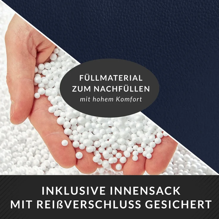 Green Bean® Sitzhocker aus Kunstleder - Pouf mit EPS Perlen Füllung - 43 x 30 cm - perfekte Ergänzung zum Sitzsack - Dunkelblau – Bild 7