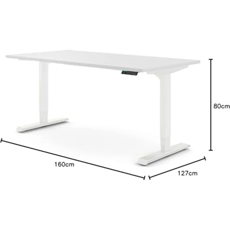 Desktopia Pro X - Elektrisch höhenverstellbarer Schreibtisch / Ergonomischer Tisch mit Memory-Funktion, Weiß, Gestell Weiß, 180x80 cm – Bild 3