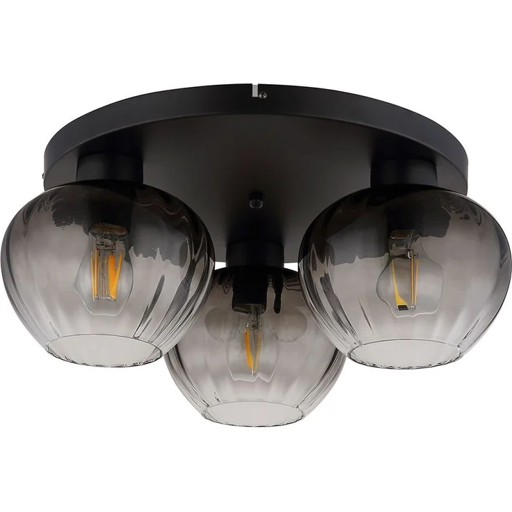 Deckenlampe, schwarz, Rauchglas, D 45 cm – Bild 6