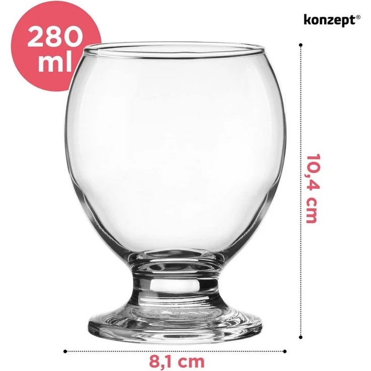 KONZEPT Eisschale Dessertgläser Set aus Glas, Eisbecher 280 ml, (12-tlg), ideal für Sorbet, Dessert, Tiramisu, Pudding, Eis, Panna Cotta – Bild 2