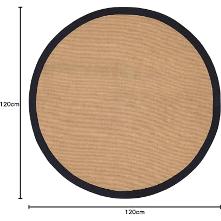 carpetfine Sisalteppich Sisal, rund, Höhe: 5 mm, mit farbiger Bordüre, Anti-Rutsch Rückseite – Bild 4
