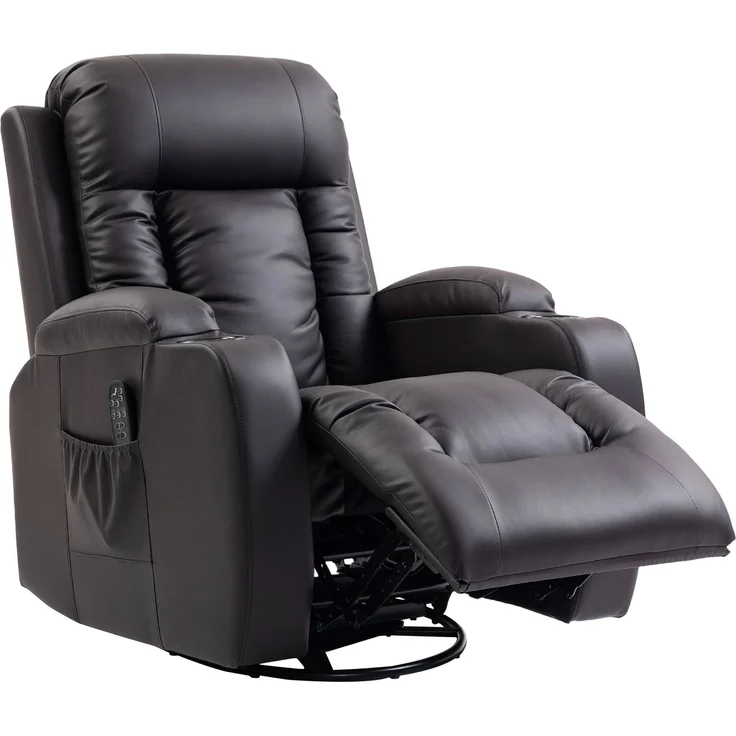 Wohnora-Massagesessel mit Wipp-, Liege- & Wärmefunktion, 3 Modi, drehbar, Dunkelbraun,H 1030cm x T 990cm x B 820cm,Braun – Bild 1