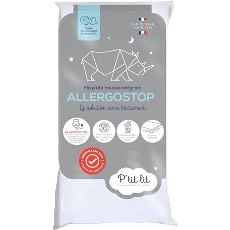 P'tit Lit Matratzenschoner für Babys, Allergostop 60x120 cm | Komplettbezug wasserdicht | natürlicher Schutz gegen Milben und Bettwanzen – ohne chemische Behandlung – Bild 2
