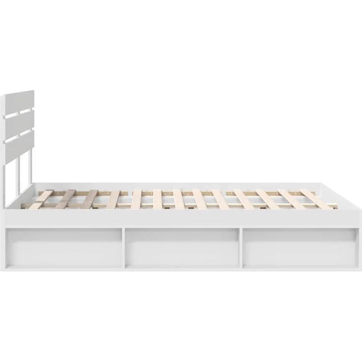 vidaXL Bettrahmen mit Kopfteil Weiß 160 x 200 cm Massives Kiefernholz 3411391 – Bild 7