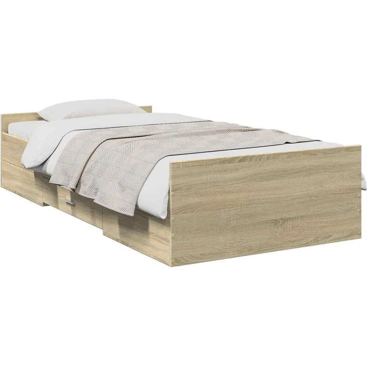 vidaXL Bettgestell mit Stauraum Sonoma-Eiche 80 x 200 cm Holzwerkstoff 3429502 – Bild 2