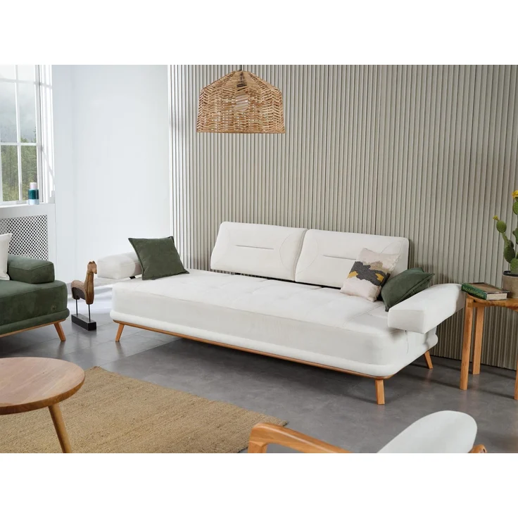 Sitzgruppe/Sofa Set - Wohnzimmergarnitur "Piva" 3+3+1+1-Weiß/Weiß – Bild 7