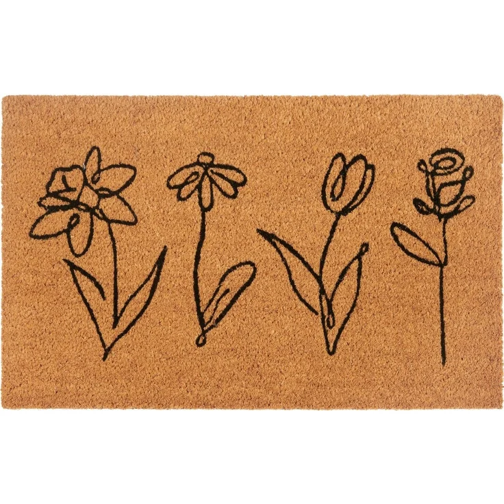 HANSE Home Fußmatte Kokos Line-Art Flowers, Türmatte, rechteckig, Höhe: 15 mm, Schmutzfangmatte, Rutschfest, Outdoor, Innen, Außen, Kokosmatte, Flur – Bild 2