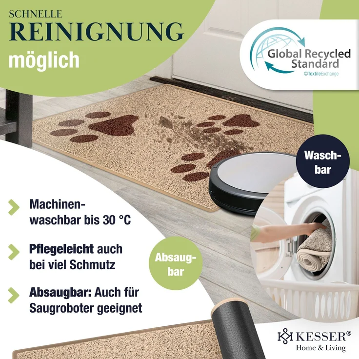 KESSER® Schmutzfangmatte, rutschfeste Fußmatte für Innen- & Außenbereich, waschbar, wetterfest, Taupe / Grau, 50x80cm – Bild 4