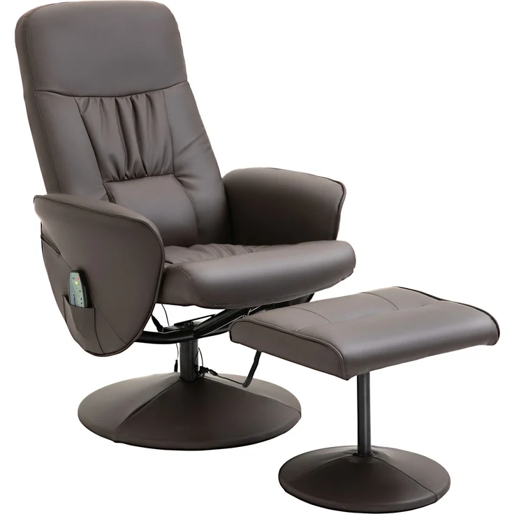 Massagesessel mit Hocker, 10 Massagepunkte & 360° Drehfunktion, 76x81x105 cm, Braun – Bild 3