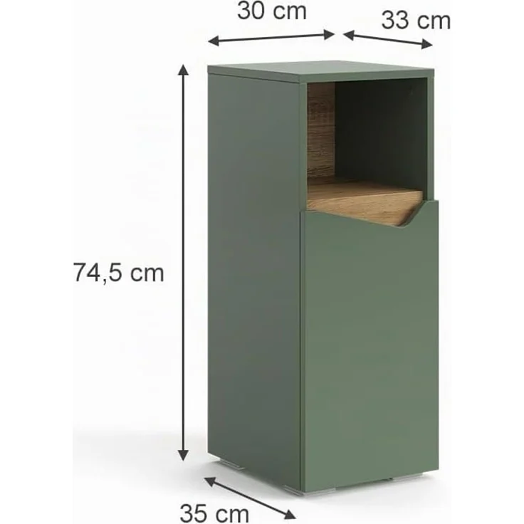Midischrank Marelle Grün/Artisan 30 x 74.5 cm mit Tür und offenem Fach Vicco – Bild 3