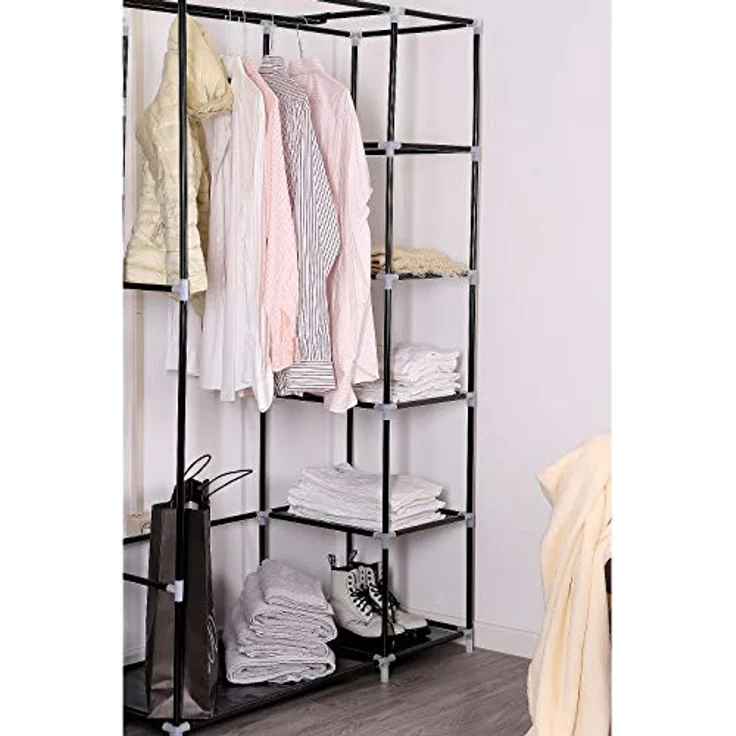 dibea Faltbarer Stoff-Kleiderschrank 175 x 110 x 45 cm, schwarz – Bild 3