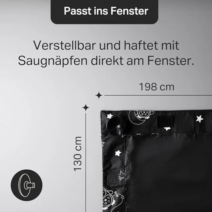 Tommee Tippee Sleeptight tragbares Verdunkelungsrollo mit Saugnäpfen, verstellbar und leicht, Large 1,30x1,98 m – Bild 5