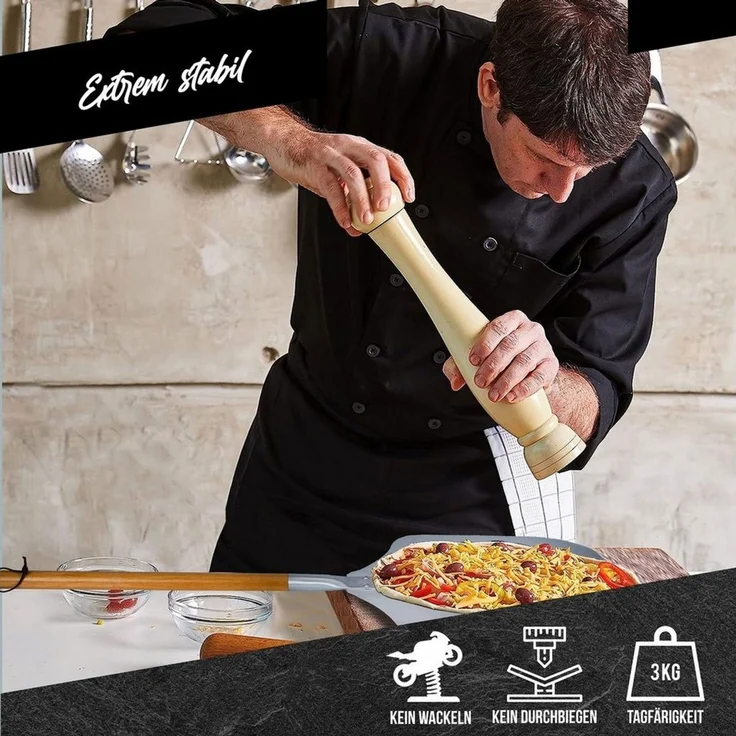 Dimono Pizzaschieber DIMONO Antihaft Pizzaschieber mit Holzgriff - Metall Pizzaheber, XXL – Bild 4