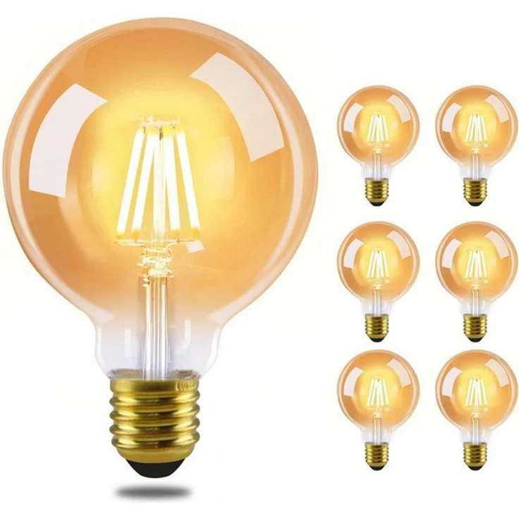 Nettlife LED-Leuchtmittel 2Stück /6 Stück Glühbirne Vintage E27 Lampe G80 Warmweiss Filament, E27, 6 St, Warmweiß, für Hotel Haus Café Bar – Bild 4