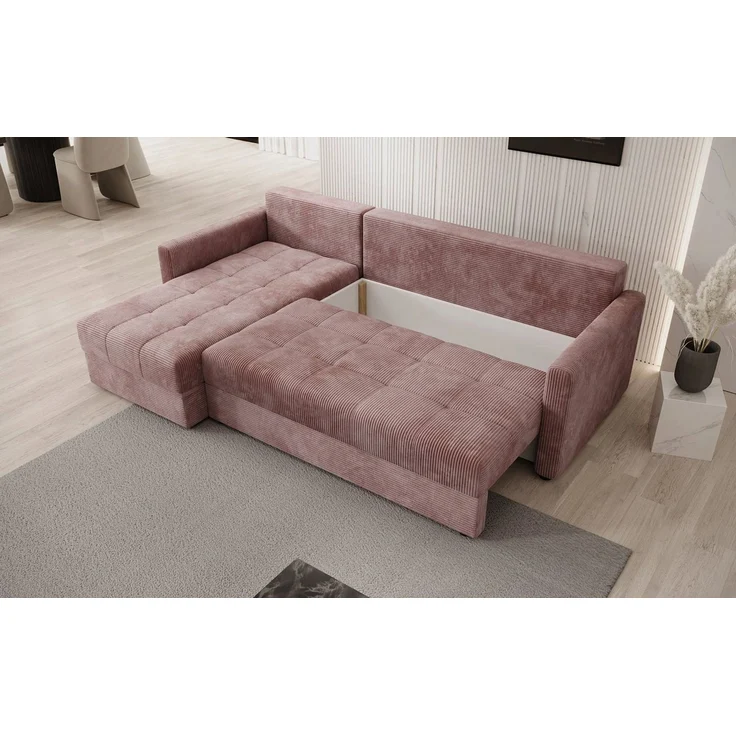 Luxusbetten24 Schlafsofa Designer Sofa Roma in Cord, mit Stauraum und Schlaffunktion – Bild 3