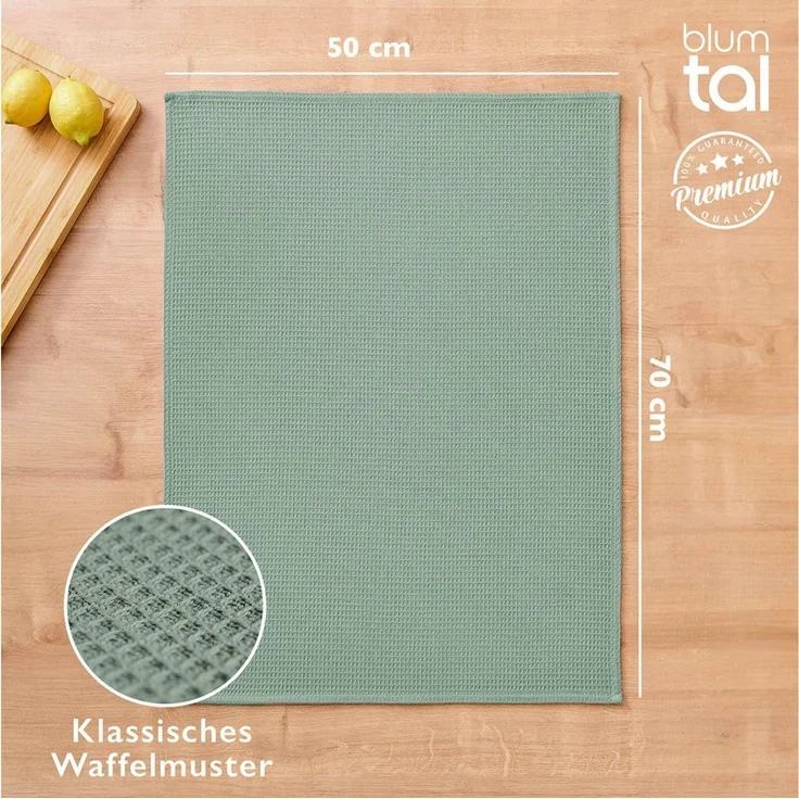 Blumtal Geschirrtuch Set 50x70 oder 30x30 cm, 100% Baumwolle, (4-tlg), Saugfähig, schnell trocknend, waschbar, 100% Baumwolle – Bild 3