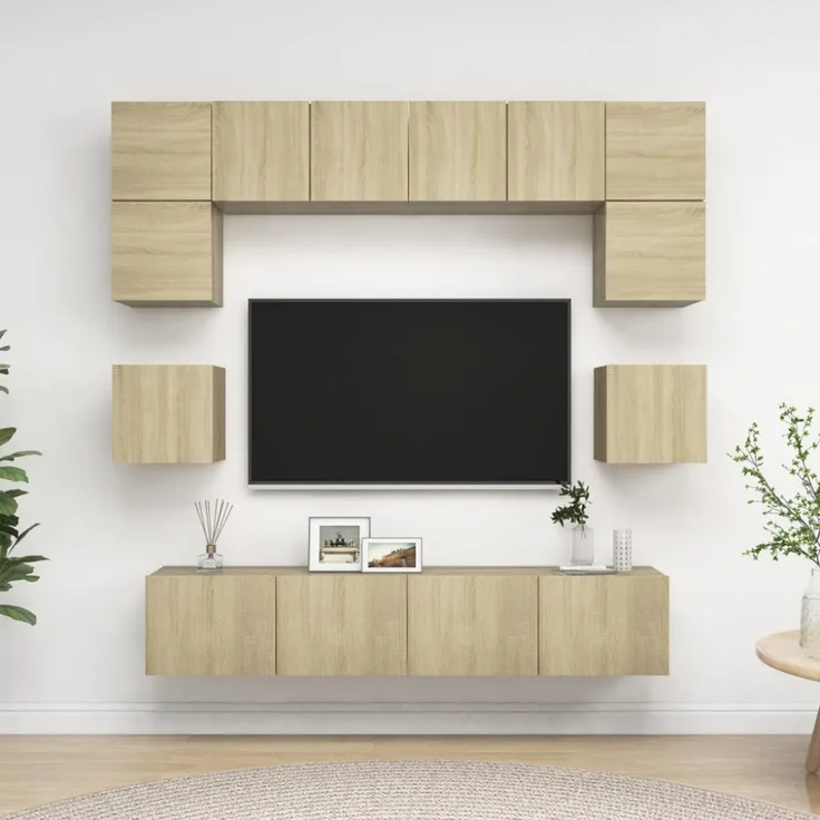 vidaXL 8-tlg. TV-Schrank-Set Sonoma-Eiche Spanplatte [3079006]