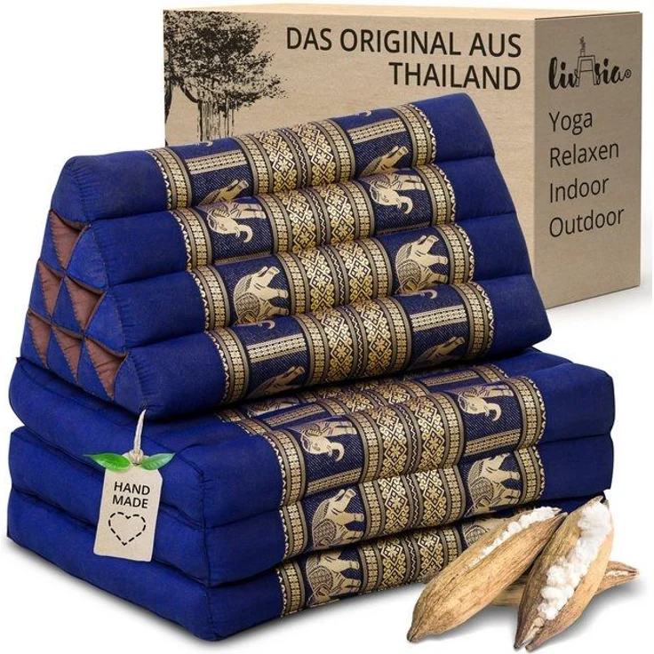 livasia Sitzsack Thaikissen 3 Auflagen (Deluxe) vegan und handgefertigt, 175x55x8cm, Kapok – Bild 4