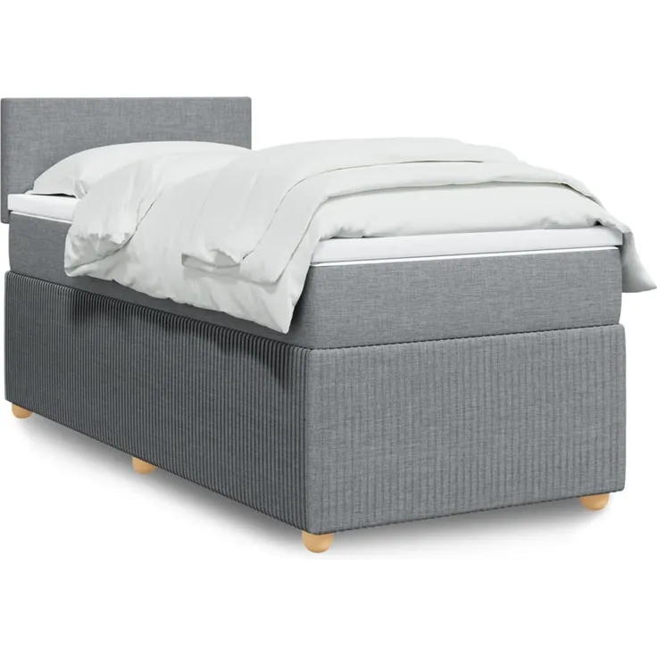 vidaXL Boxspringbett mit Matratze Hellgrau 90x200 cm Stoff 3287332