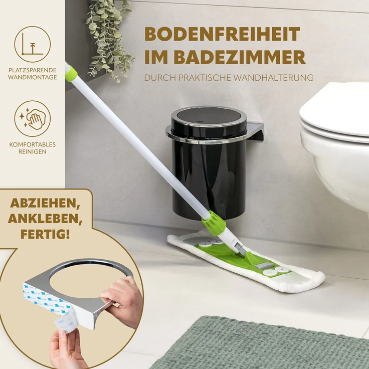 Kosmetikeimer SAVONA inkl. Wandhalterung, mit Schwingdeckel, Badeimer, Kunststoff, 5,5 Liter – Bild 3